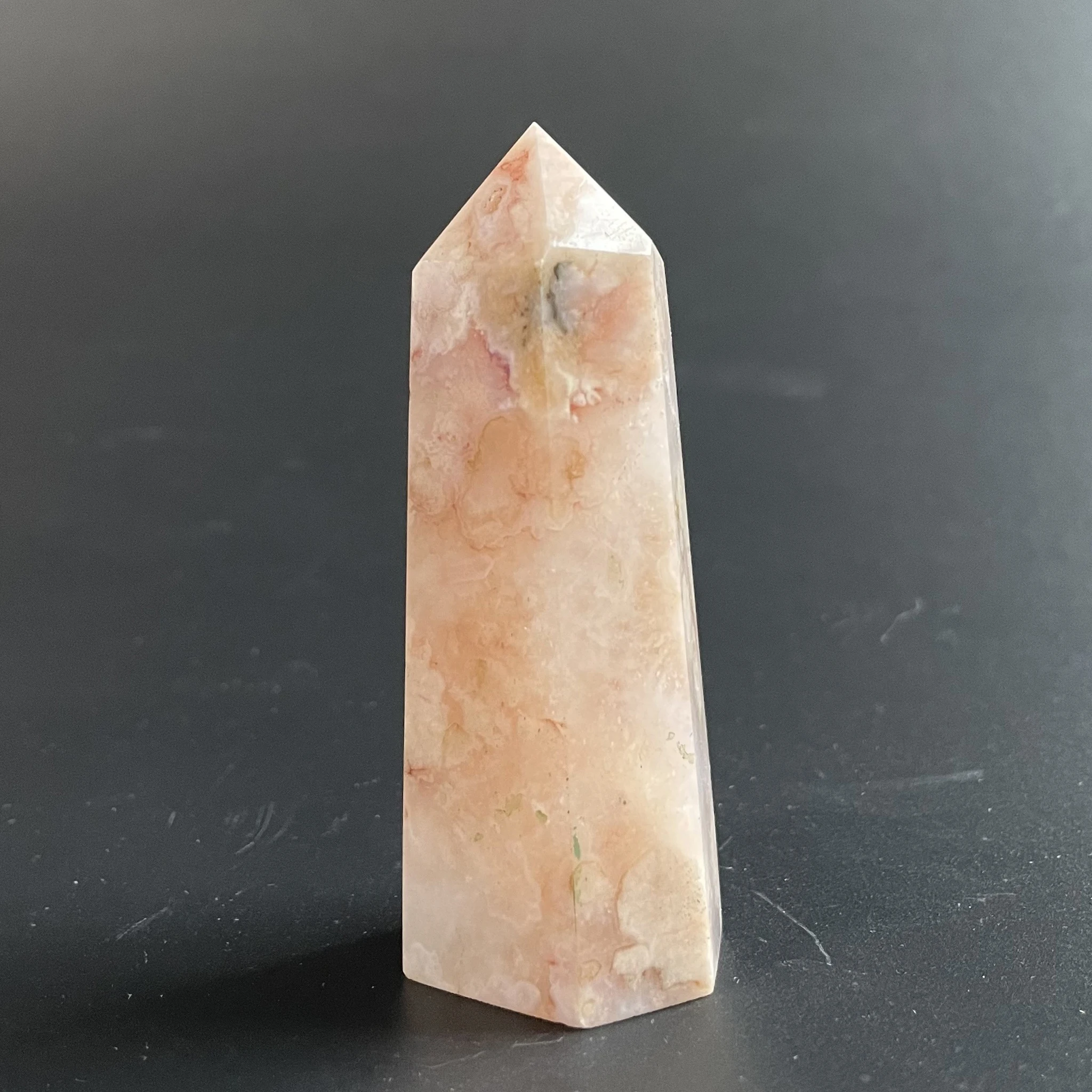 

98g Natural Stone Sakura agate Crystal Tower Polished Quartz Wand Point Reiki Healing Gift Room Decor Obelisk Z244