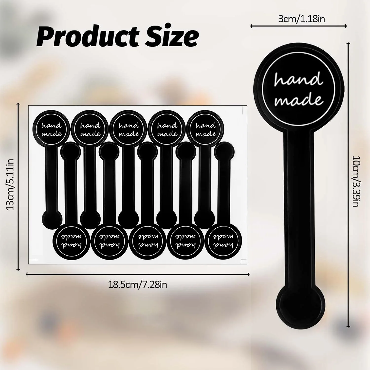 40PCS Hand Made Sticker, Black Pudding Sticker, Baking Push Push Music Handmade Sealing Decorative Sticker