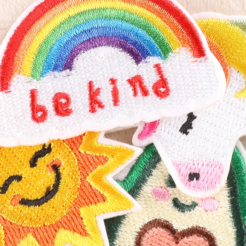 Rainbow Animal Sun Cute Cartoon Embroidered Accessories Badge Cloth Sticker Patch Sewing Iron-on Transfers for Clothing Bag Hat