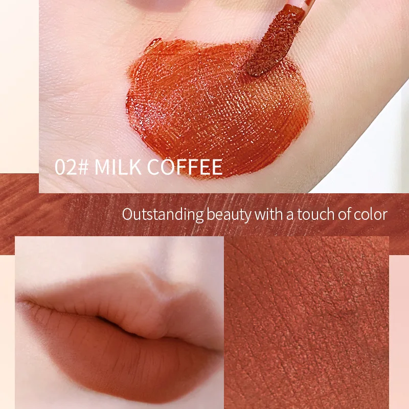 PEACHWHO Ruby Velvet Foggy Lip Glaze Matte Lip Stain Moisturizing Longlasting Waterproof Natural Smooth Silky Lipstick Cosmetics