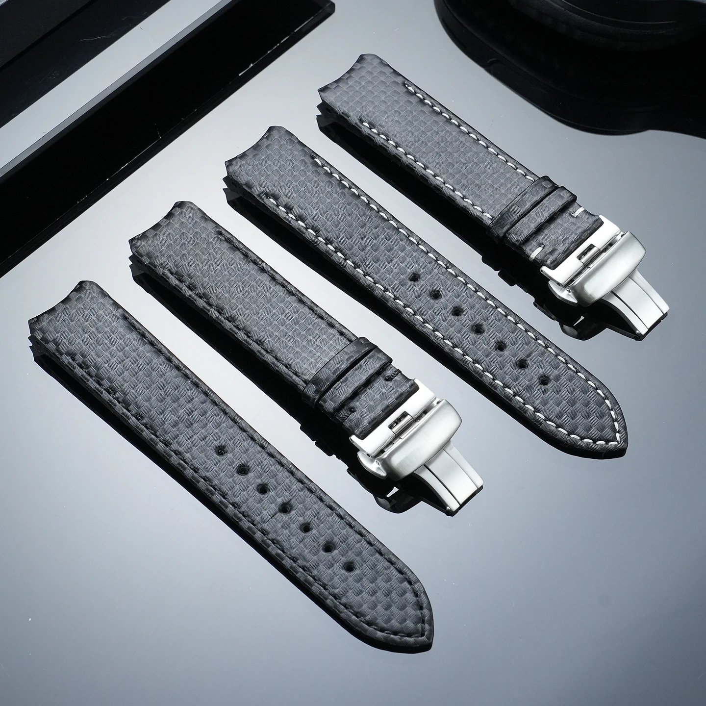 For Tissot T-Touch Series Men's Genuine Leather Curved Strap with Carbon Fiber Texture 1853 T091 T091420A T047 T013420A