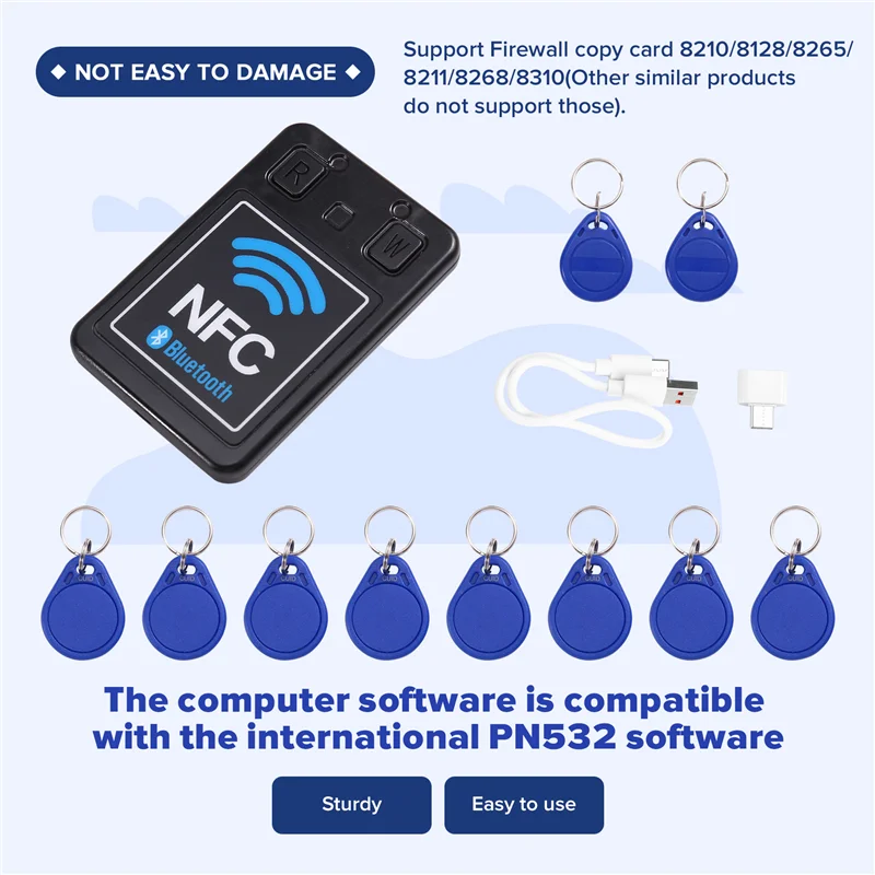 

Устройство считывания карт контроля доступа ABVO NFC-PRO, двухдиапазонный Bluetooth + копировальный аппарат для смарт-чип-карт RFID