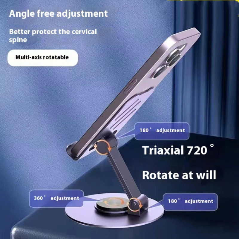 Metal Aluminum Alloy Phone Holder Foldable 360° Rotation Adjustable Table Phone Support Stand Holder for iPhone/Xiaomi/Samsung
