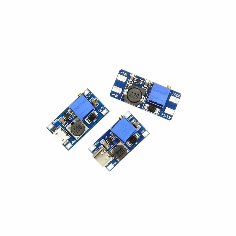 5pcs MT3608 DC-DC Step Up Converter Booster Power Supply Module Boost Step-up Board Output TYPE-C / Micro USB 2A 28V Max