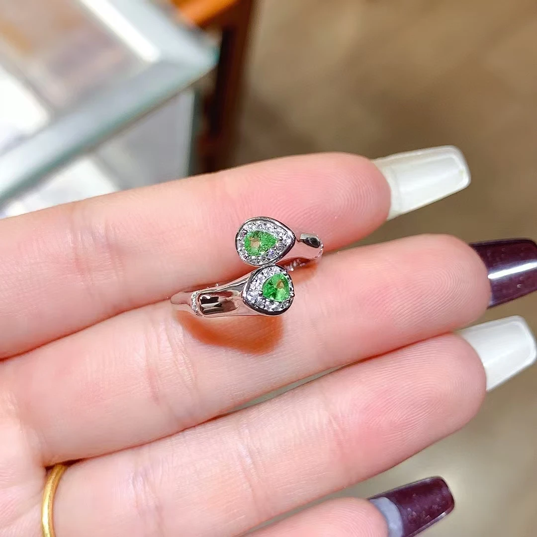

KJJEAXCMY New Natural Tsavorite S925 silver exquisitely Ring Full of luster Simple, elegant and high-end Bestseller Birthday