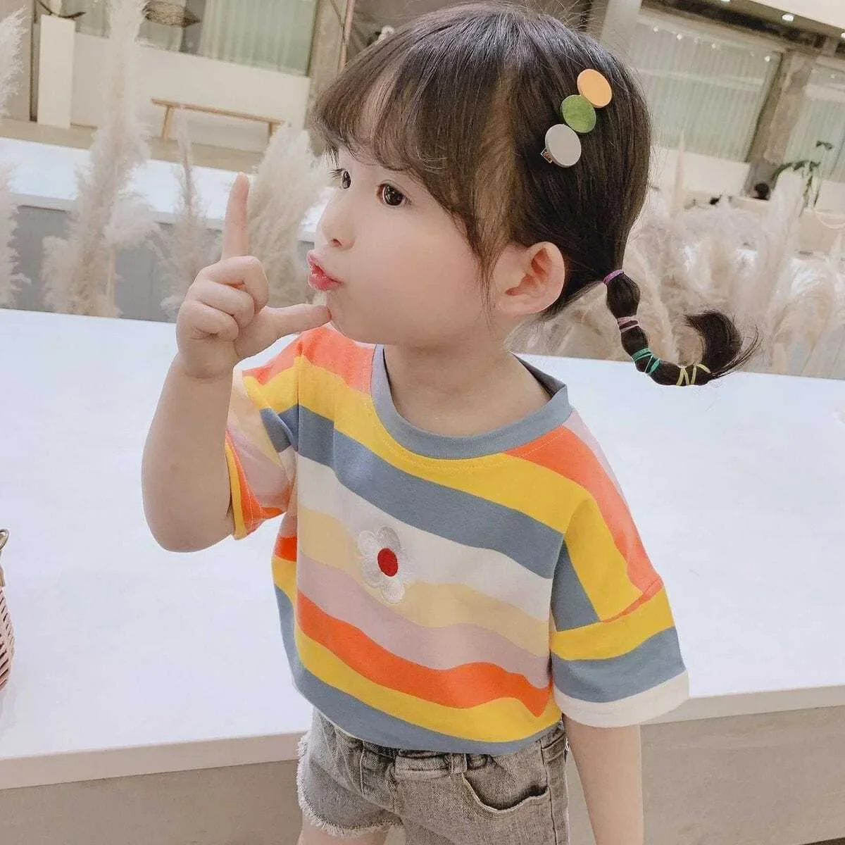 

Girls T-Shirt Colorful Rainbow Unisex Shirt Striped Summer Girls Tops Kids Clothes Girls Tees Children Tank Tops