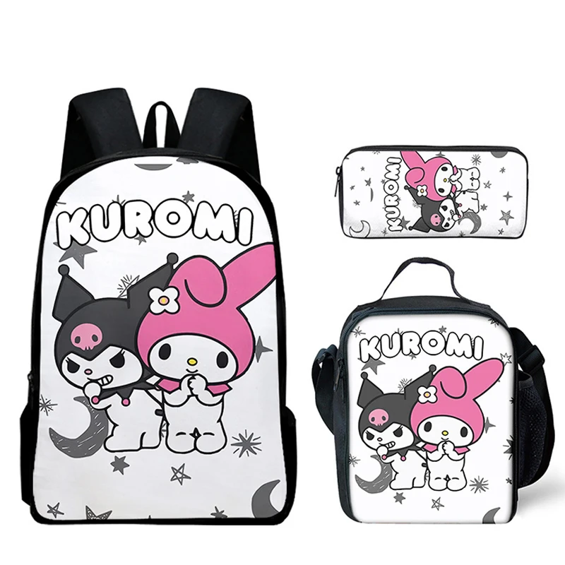 Sanrio Kuromi Series Backpack Melody Cinnamoroll Large Capacity Fashion Schoolbag Ventilated Material Crossbody Bag Pen Bag Set