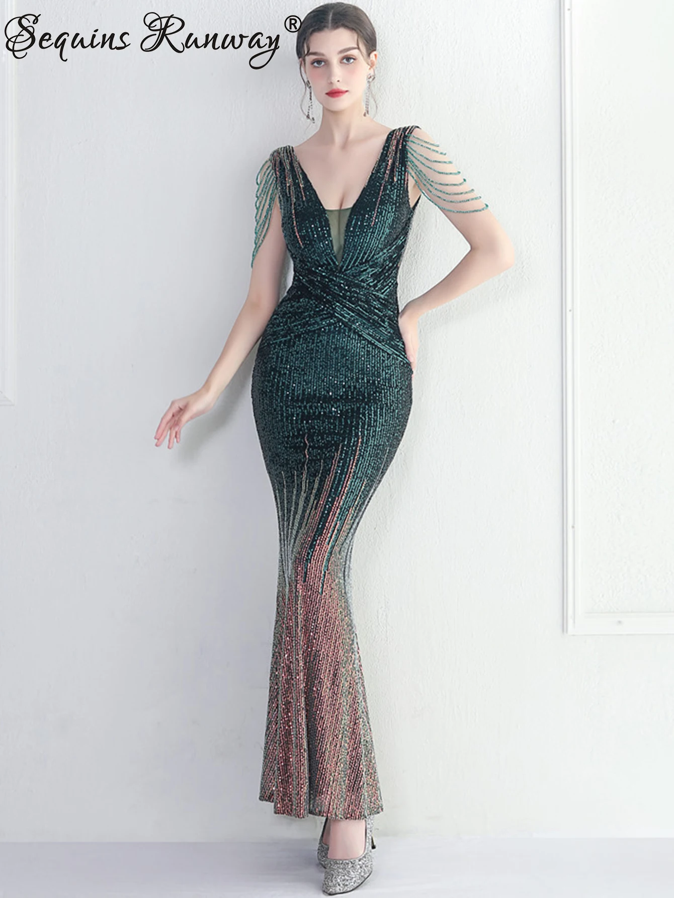 

Sexy elegant backless birthday party long evening dresses women luxury rhinestone wedding prom sequin maxi summer dress vestidos