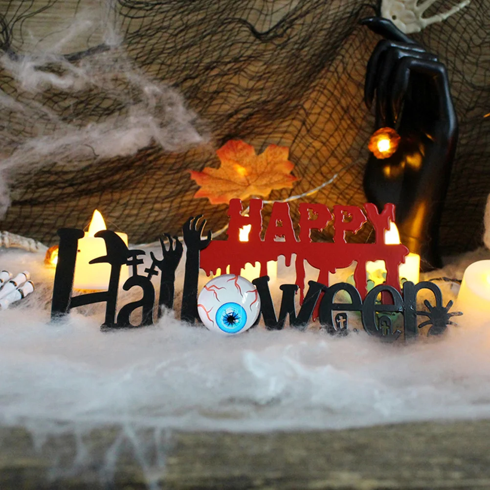 

Halloween Table Sign Decorative Tabletop Centerpiece for Home Office Coffee Shop Festival Adornment Halloween Kitchen Decor