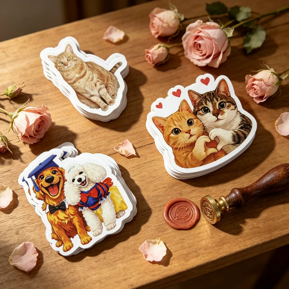 100Pcs Custom Vinyl Stickers, Waterproof Die Cut Logo Stickers, Personalized Brand Stickers for Packaging, Laptop & Gifts