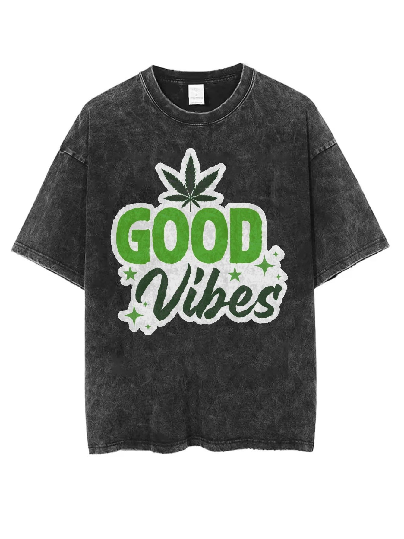

Мужская и женская потертая черная футболка с круглым вырезом Good Vibes, легко отвлекаемая, удобная для зимы и Рождества