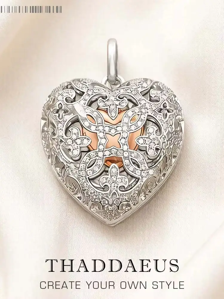 Wisiorek Love Heart Locket Fashion Glam 925 Sterling Silver Biżuteria Europe Style Akcesoria Soul Gift For Woman — zdjęcie 2