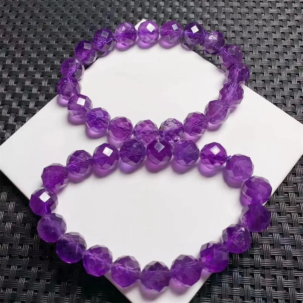 10MM Natural Amethyst Faceted Bracelet Crystal Chip Beads Bracelet Women Men Christmas  Jewelry 1PCS