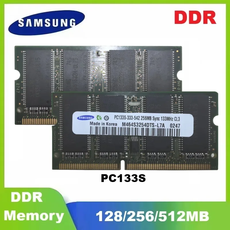 SAMSUNG DDR Laptop Memory PC133S Ram 133MHZ 128MB 256MB SODIMM Non-Parity Unbuffered SO-Dimm Memory LAPTOP RAM Notebook Memoria