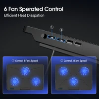 Coolcold 15.6-17.3inch Laptop Cooling Pad with 6 Quiet Fans,7 Height Wind Speed Adjustable,Laptop Cooer with Mobile Phone Holder 5