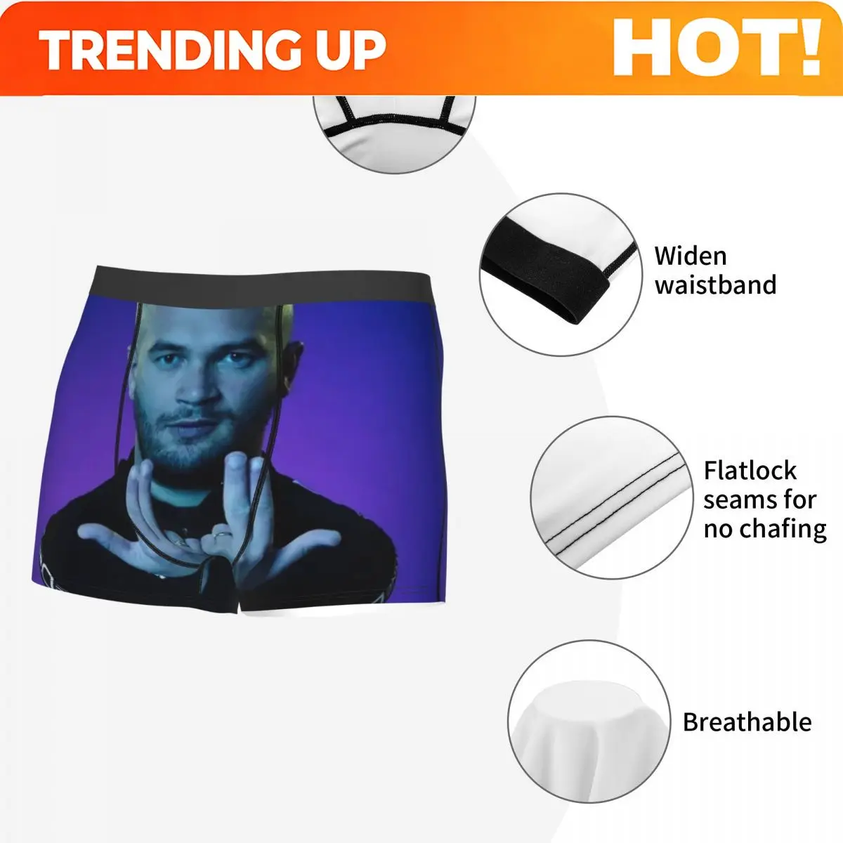 Custom Novelty French Rapper Jul Boxers Shorts Panties Male Underpants Breathbale Briefs Underwear view 5