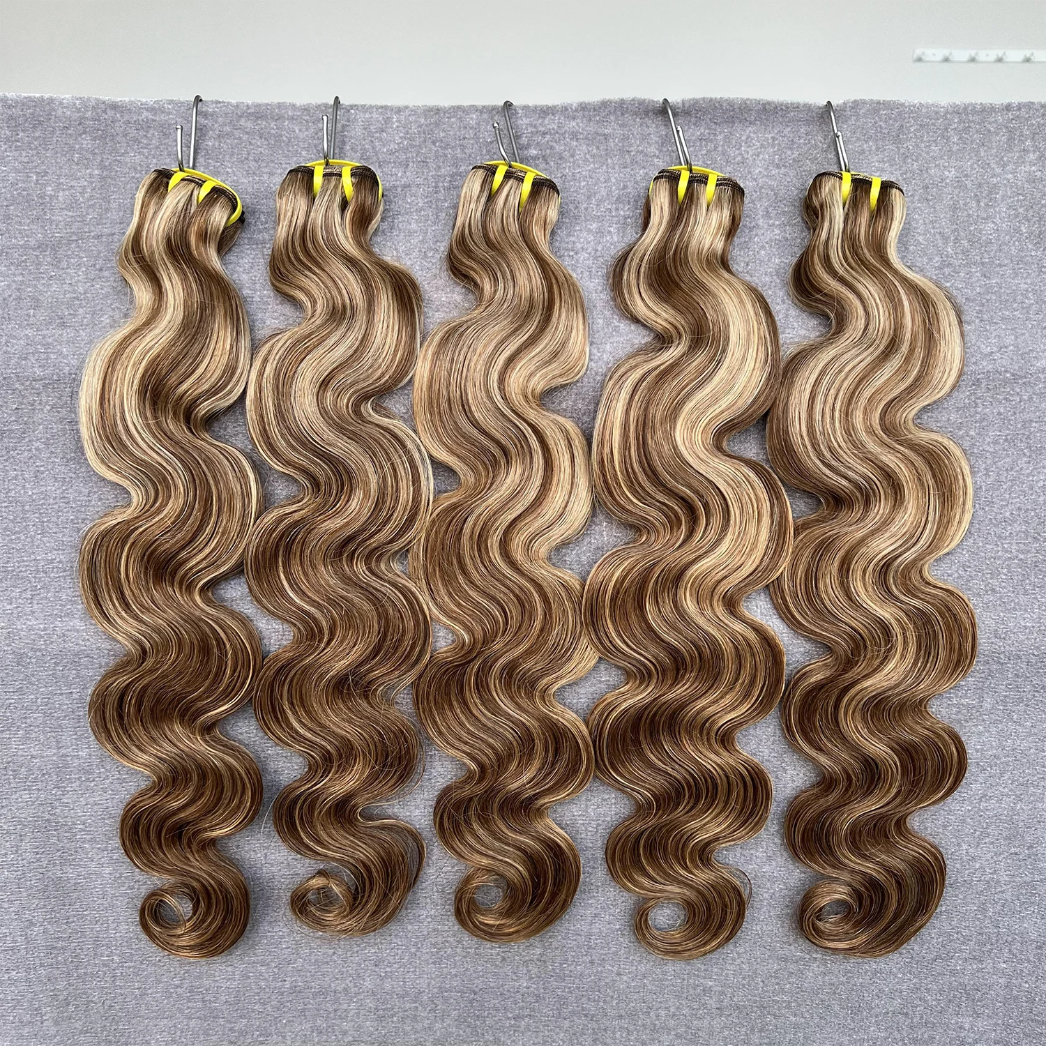 Highlight Body Wave Human Hair Bundles P4/27 Brown Blonde Human Hair Extensions Remy Hair Bundles Brazilian Bundles Hair