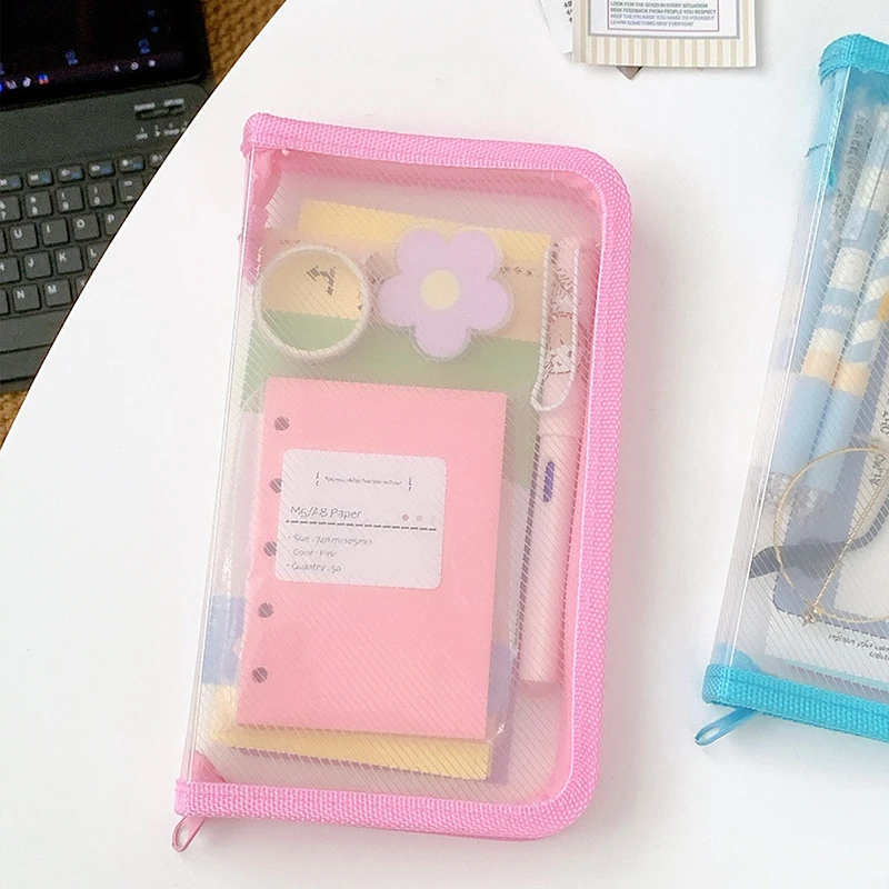 Transparent Portable PP Zipper Bag Simple Multifunctional Organizer Bag File Organizer Large Capacity Stationery Organizer
