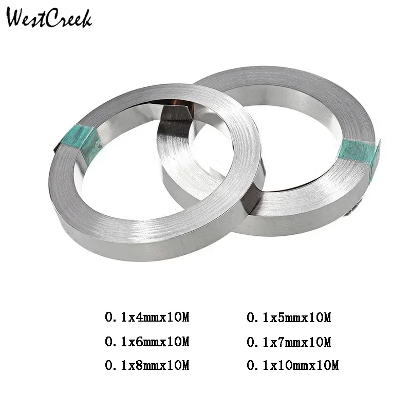 WESTCREEK Nickel Plated Strip Tape for Li 18650 Battery Welding Compatible DIY Welder Machine 10M Width 4/5/6/7/8/10mm x 0.1mm