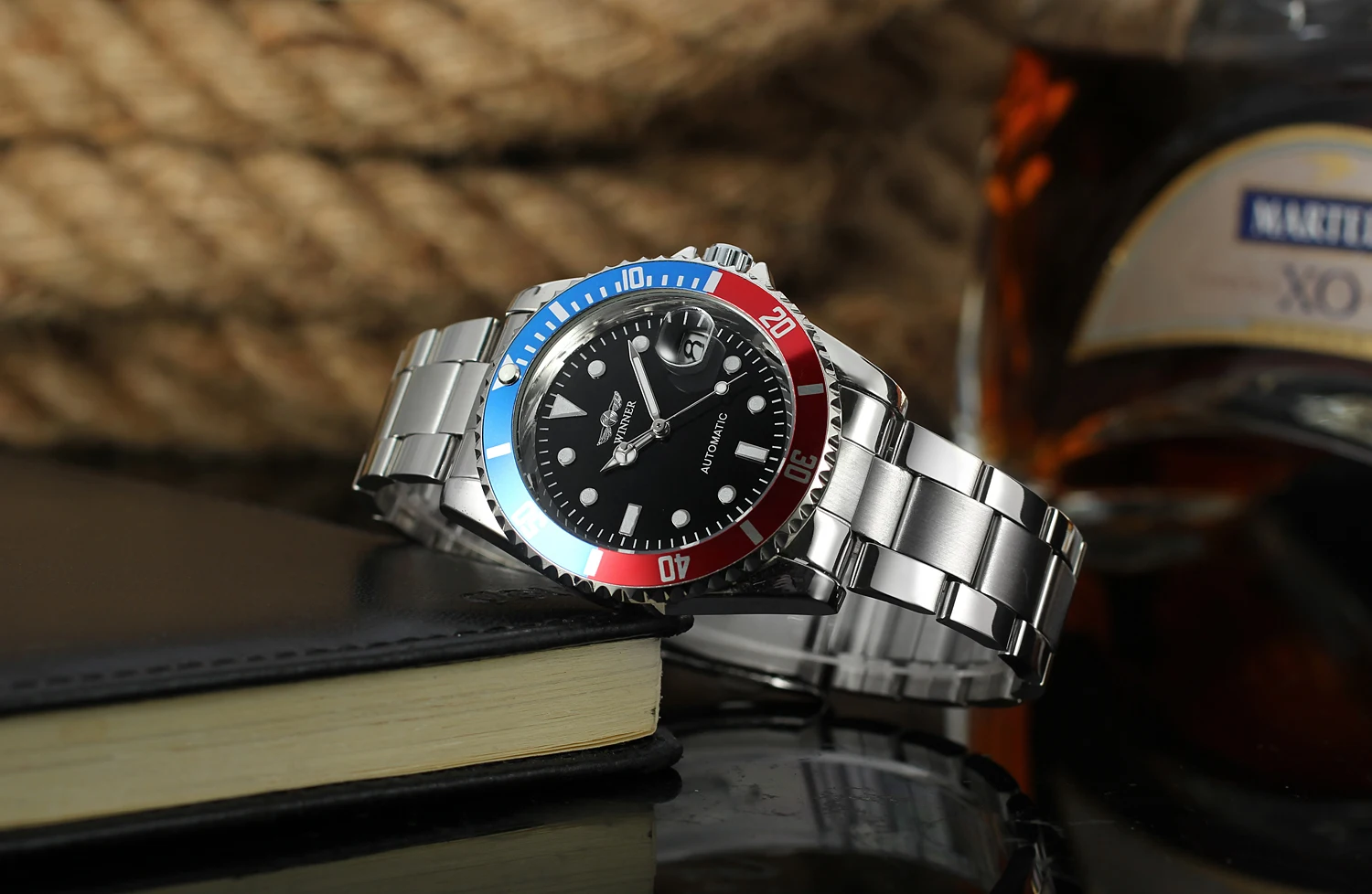 T-WINNER Luxury Fashion Men's Watches Automatic Mechanical Calendar Bezel Luminous Waterproof Stainless Steel Casual Male Clock