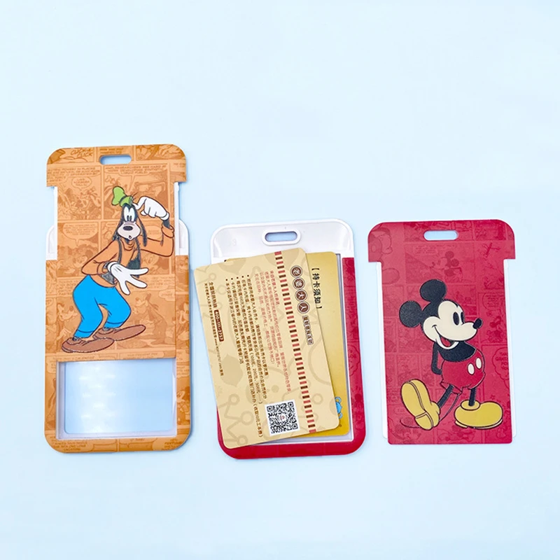 Mickey Minnie ID Badge Holder Pendant Hand Strap Donald Daisy Door Card Holders Key Ring Girls Boys Disney Keychain Credential