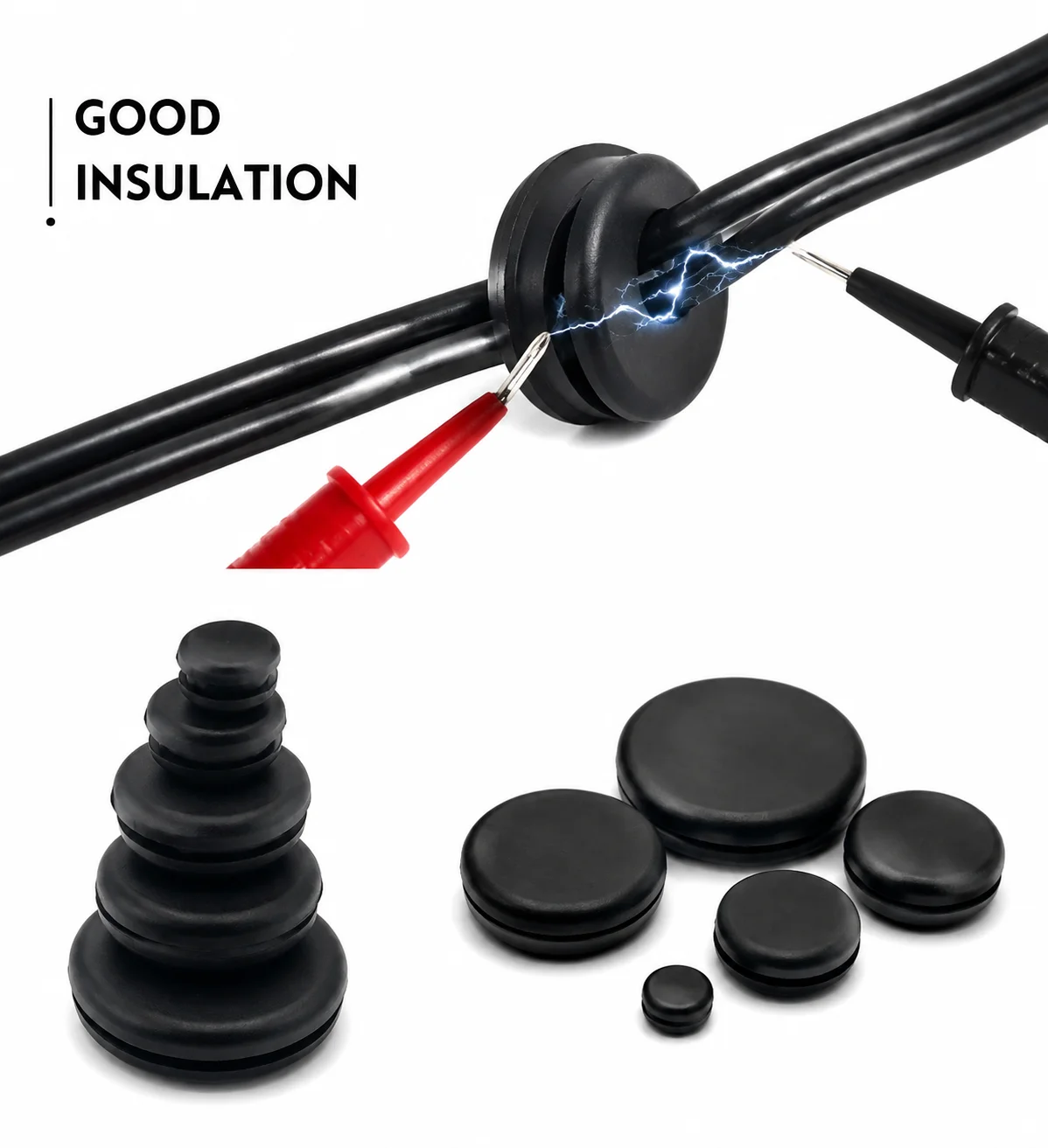 Multi Functional Black 200 Piece Rubber Combination Kit Sealing Ring, Cabinet Home Appliance Cable Protective Gasket