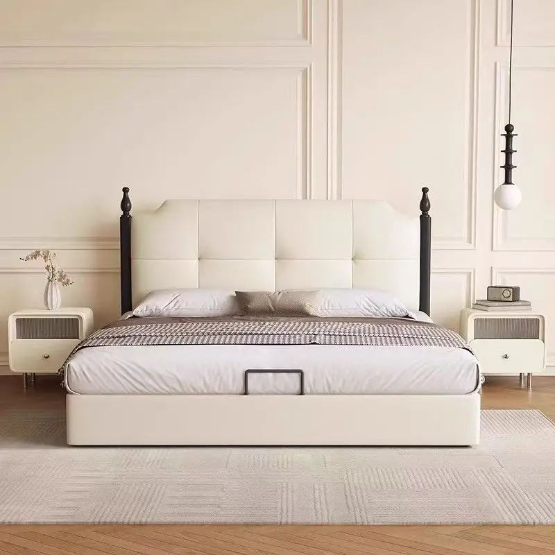 &*2025 Bedroom Set Latest Upholstered Platform Double Queen King Size Bed Chenille Fabric Cover Wood Bed With Mattress