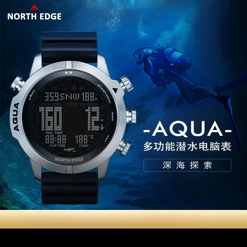 Professional Waterproof Dive Computer Watch Built-in Altimeter Compass Diving Gear