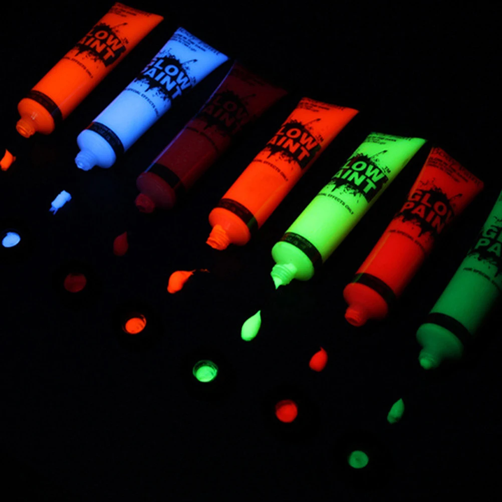 

8 pcs Fluorescent Face Paint Paste Glow in the Dark Neon Body Paint 10ml 8 Colors Halloween Party Supplies Glowing Makeup Safe