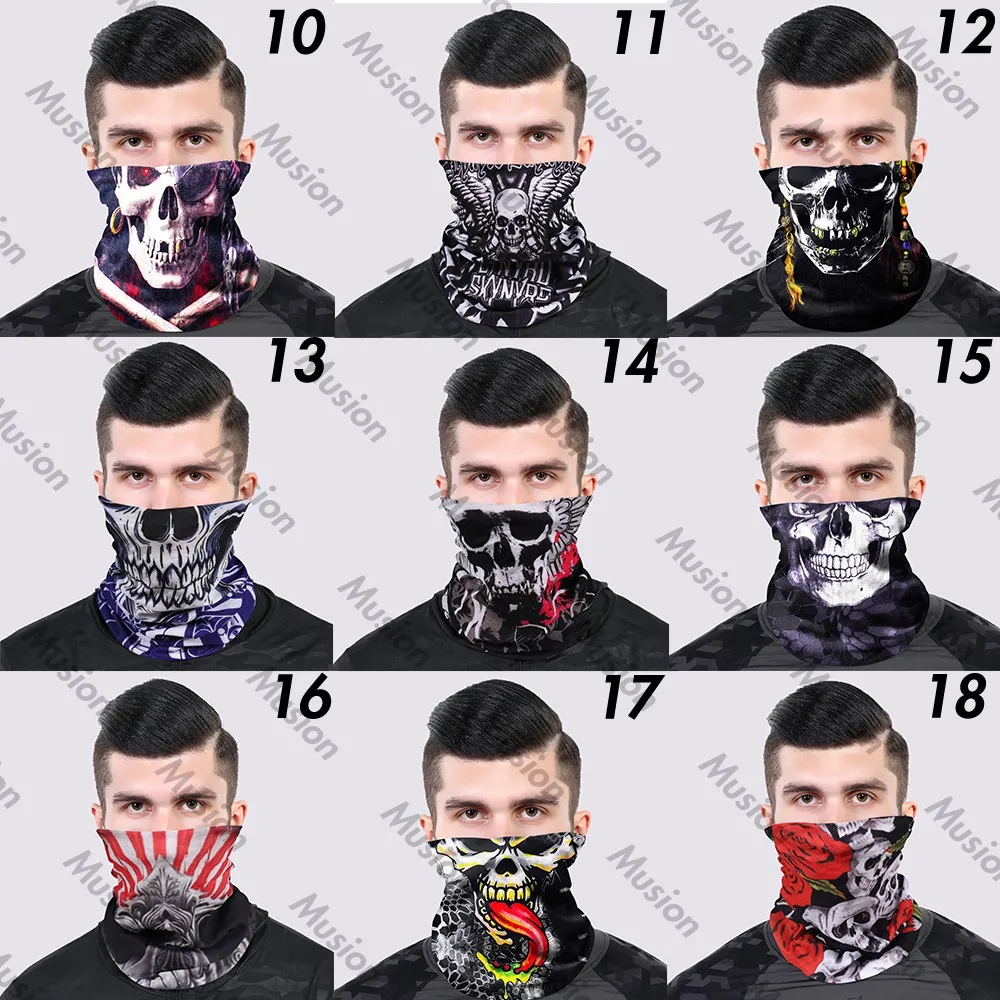 Fancy Skull Print Tube Mask Dustproof Anti UV Bandana Motorcycle Bicycle Head Scarf Outdoor Sport Headband