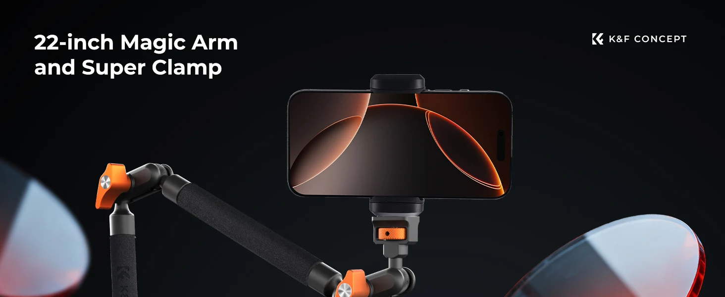 K&F CONCEPT Magic Arm Klemm-Set 22" Überkopf Schreibtisch Kamera-Halterung Langer Gelenkarm Reibungsarm für LED-Licht Action-Kamera – Detail 1