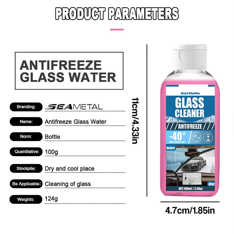 SEAMETAL 100ml Car Windshield Cleaner Glass Water Anti Icing Car Winter Cleaning Liquid Clear Vision for Car Accessories