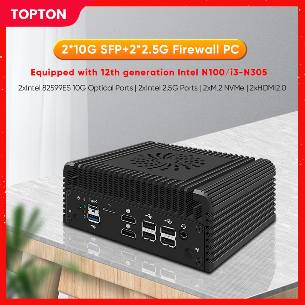 2x10G SFP+ 12th Intel i3 N305 N100 Firewall Router Mini PC 2xi226-V 2.5G 2xNVMe 2xHD DDR5 AES-NI ESXI MiniPC NAS Server Proxmox