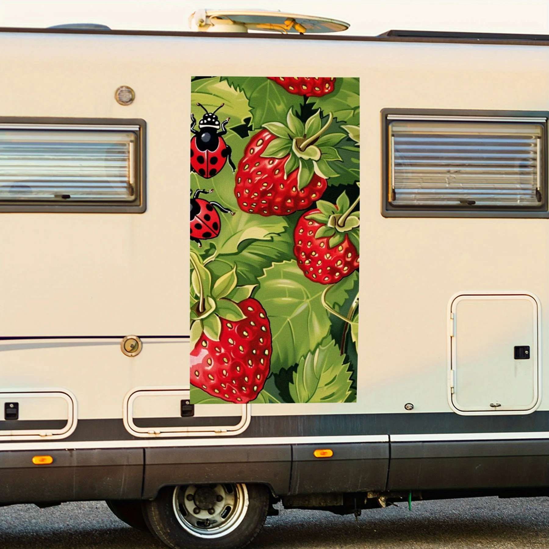 

Strawberry Ladybug Garden Car Sticker,Vinyl decal on the side of the motor home, waterproof self-adhesive vinyl sticker on the s