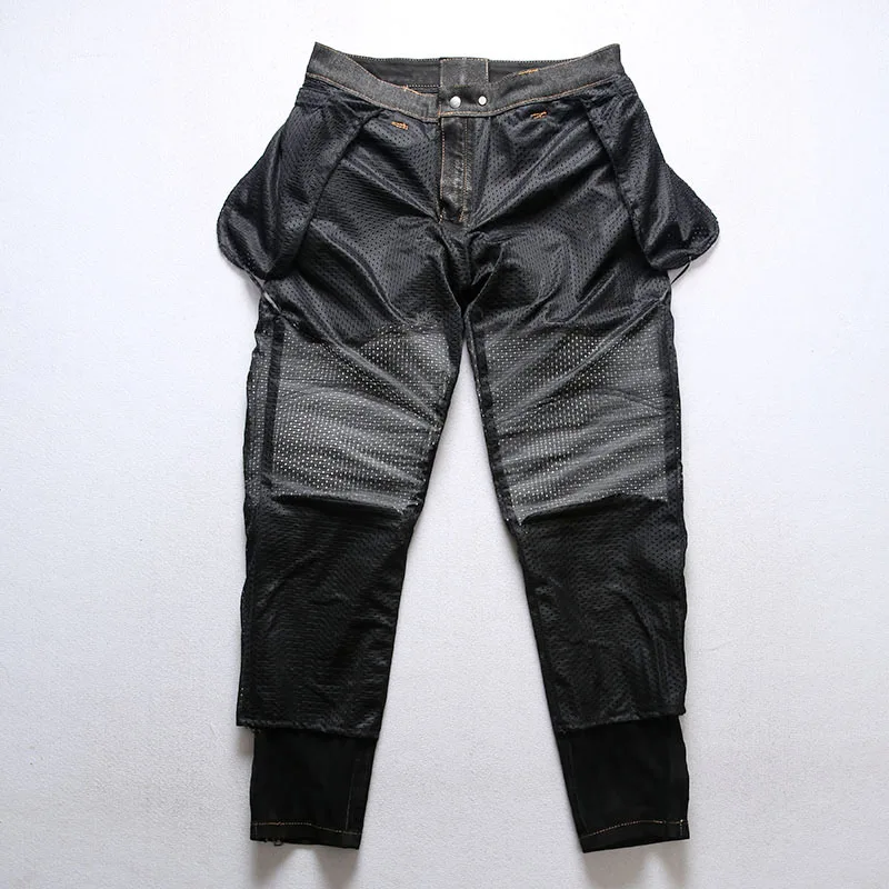 Genuine Leather Pants Men's Black Goatskin Trousers Moto & Biker Casual Real Leather Pencil Trousers