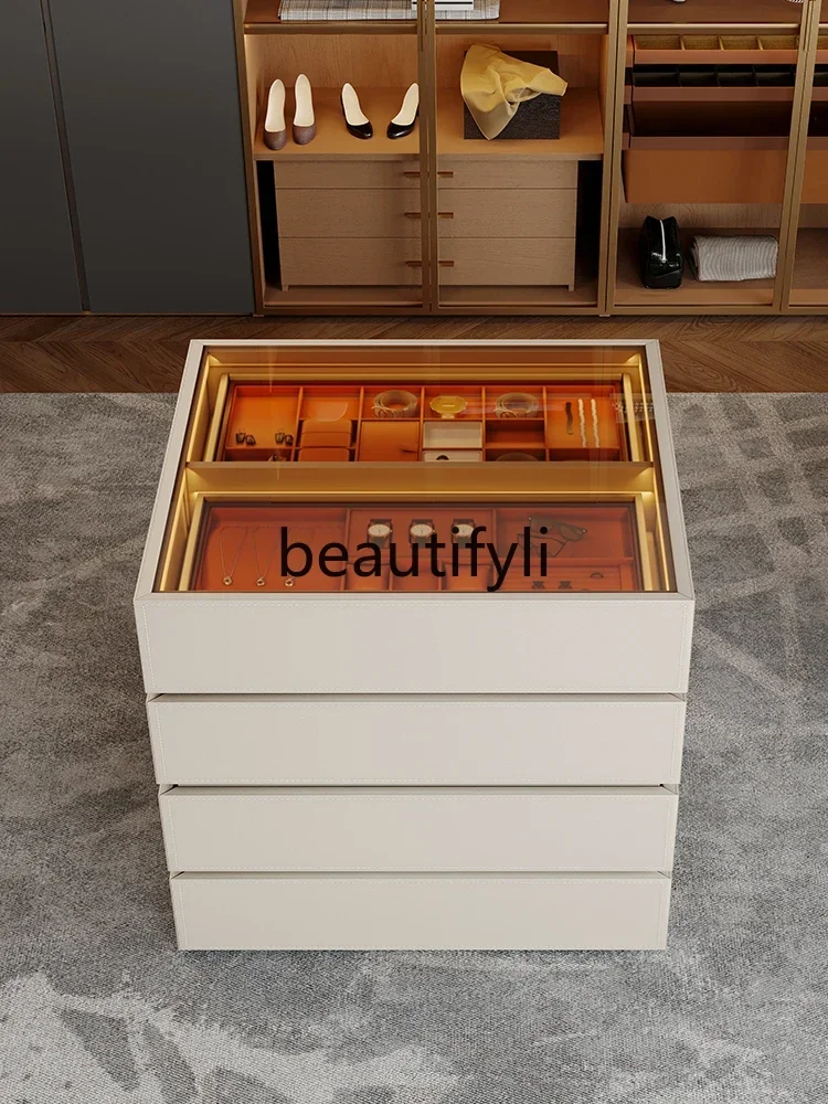 

Light luxury cloakroom, island cabinet, jewelry storage display cabinet