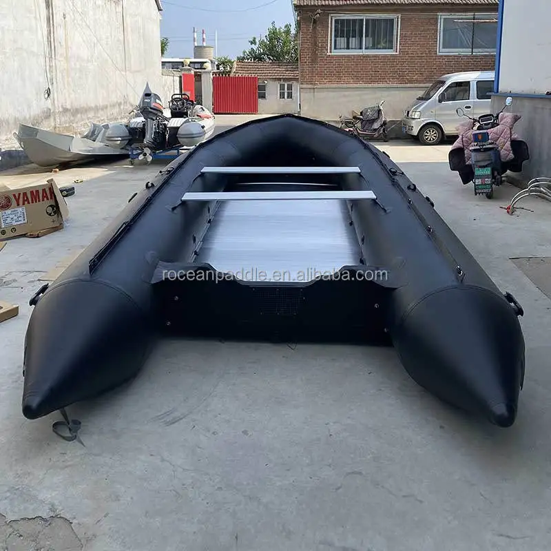 

Cheap Wood Floor 5.5m 5.8m 7m Black Inflatable Pontoon Boat Rescue Boat Zodiac Inflatable Boat 6 Meters For Sale