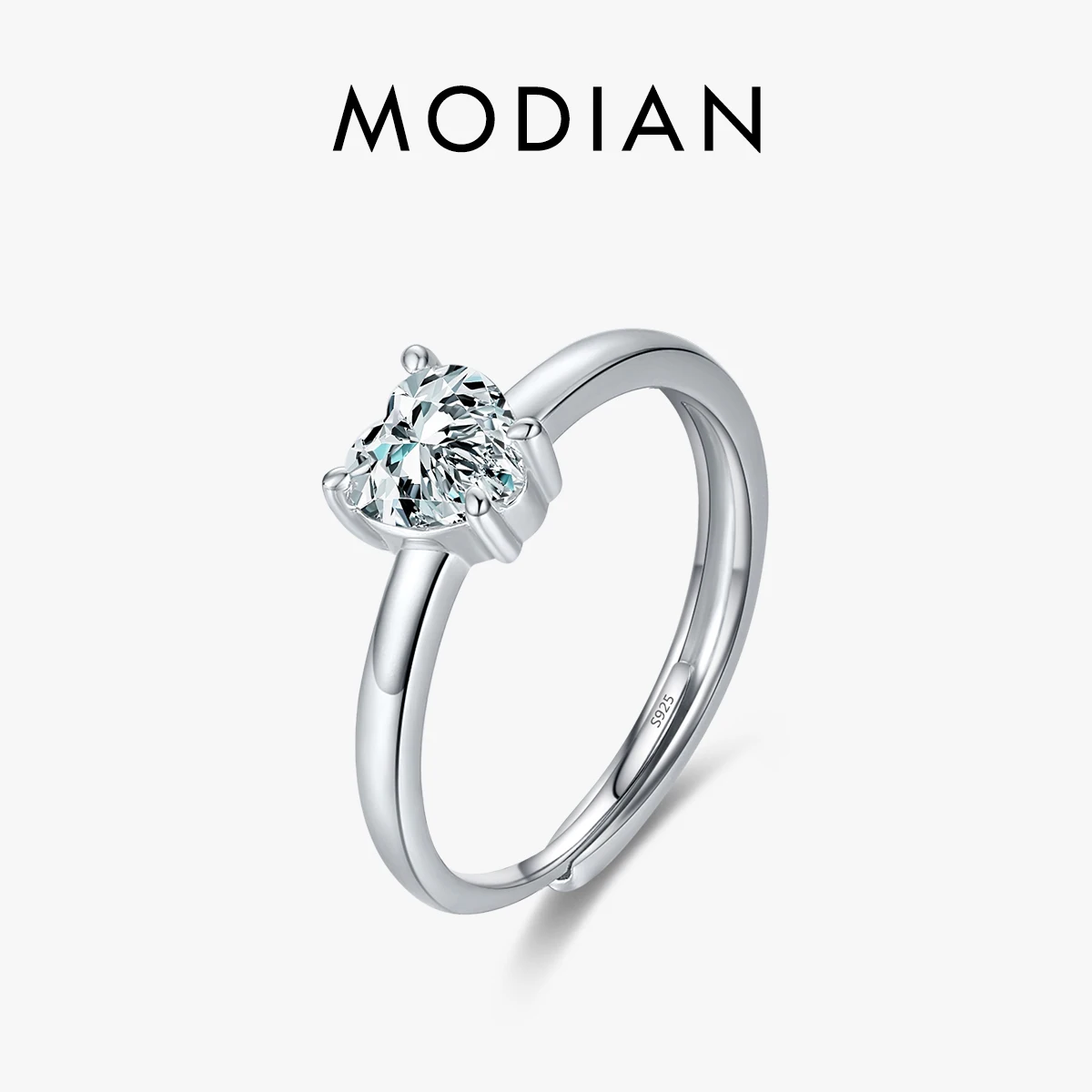 

MODIAN Minimalism 925 Sterling Silver Shiny Romantic Heart Clear CZ Simple Ring For Women Wedding Statement Female Fine Jewelry