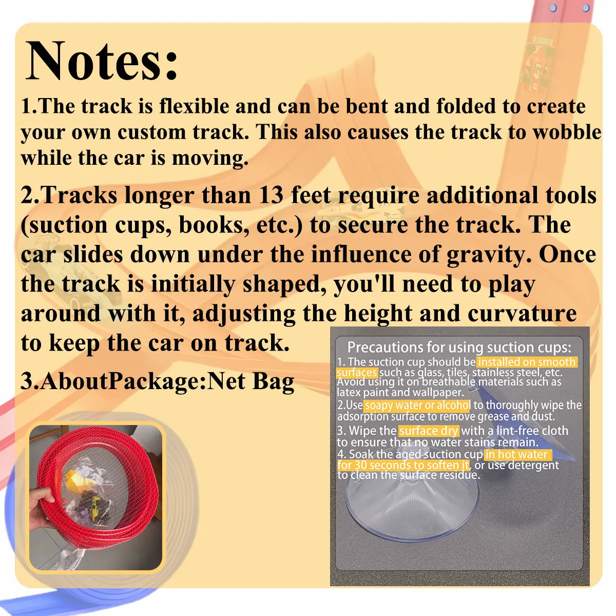 Net Bag 13Ft/16.3Ft Flexible Track Toy & Miniature Car DIY Competitive Rail Vehicle Game Educational Gift for Children Christmas