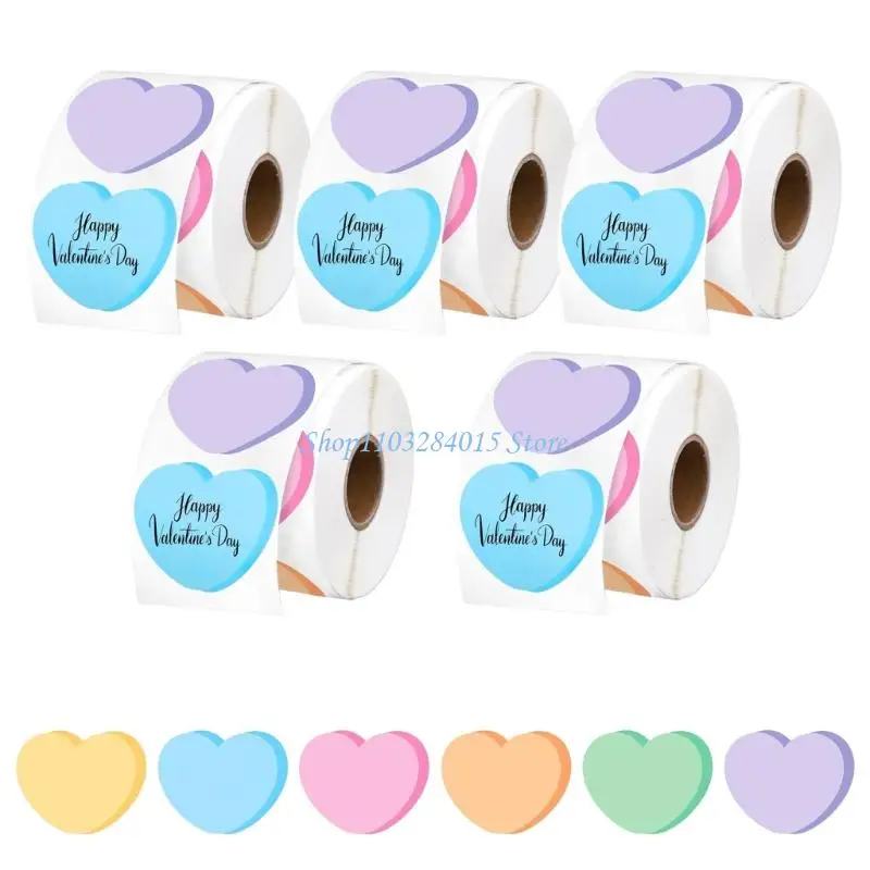 R6FF 2500Pieces Assorted Color Heart Sticker Gift Packaging Label for Art Craft Wedding Valentines Packaging Decoration