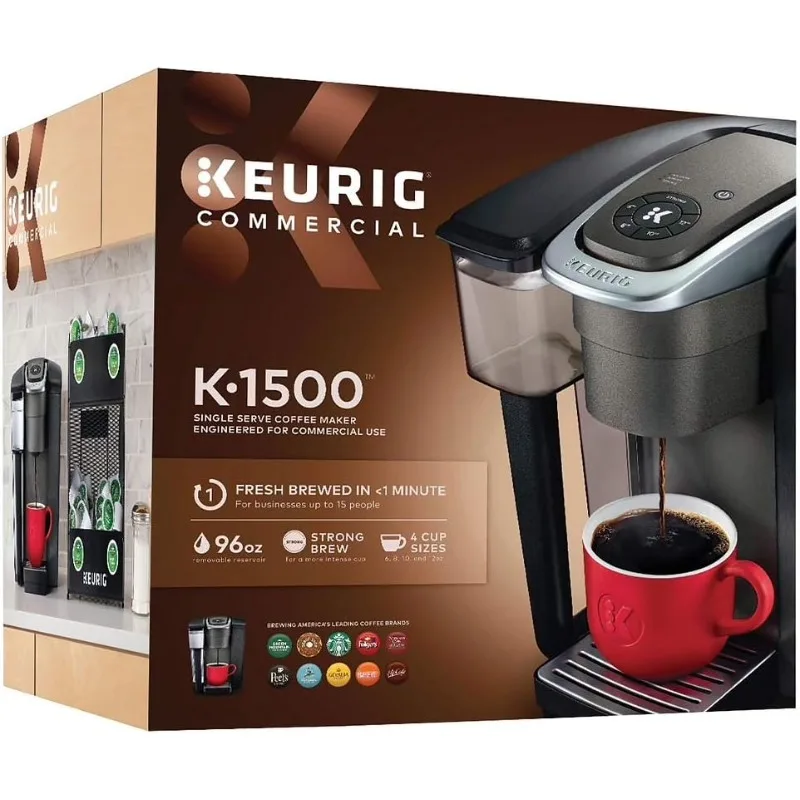 ماكينة صنع القهوة Keurig K1500، 12.4 بوصة × 10.3 بوصة × 12.1 بوصة، 2839.06 مل، أسود،