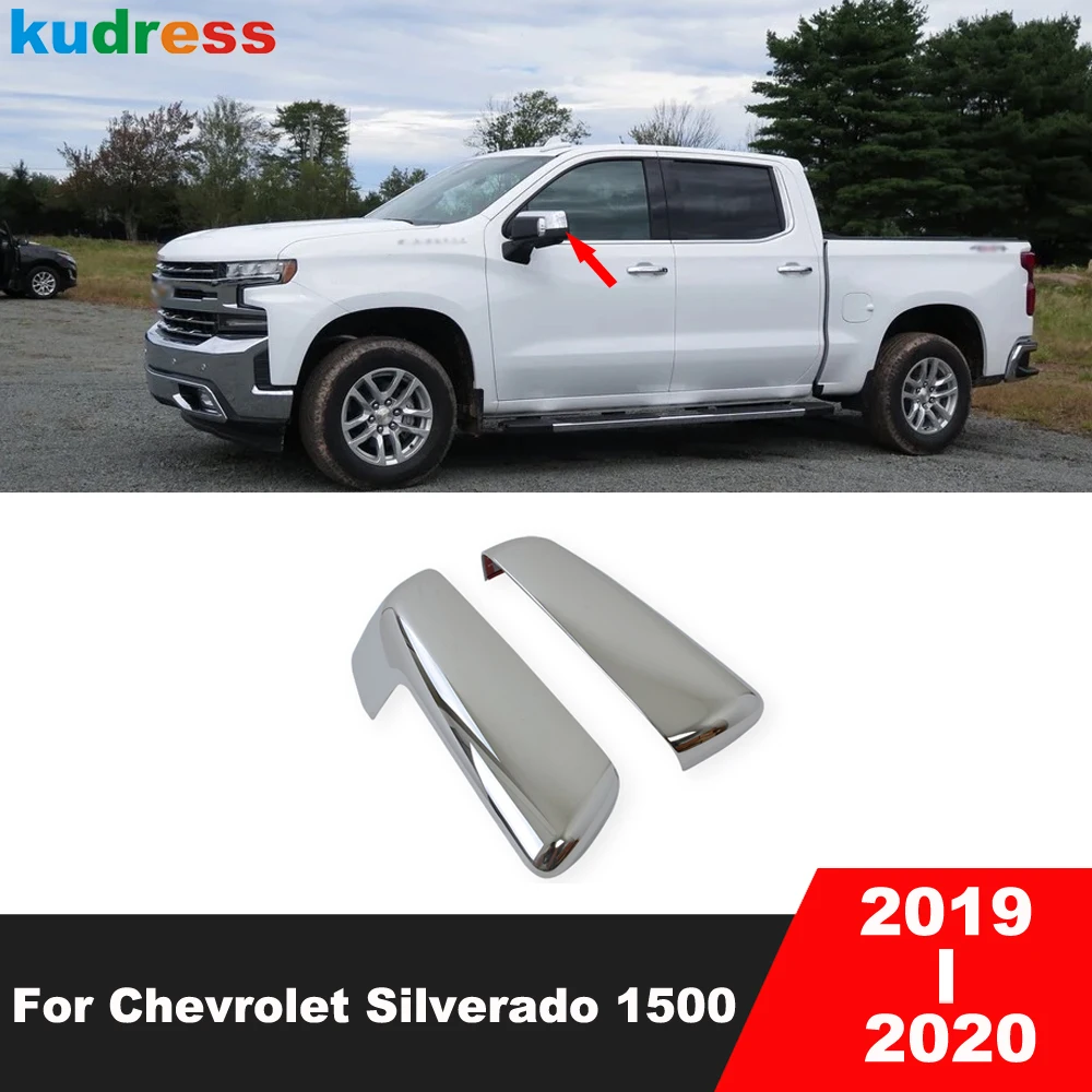 

For Chevrolet Silverado 1500 2019 2020 Chrome Car Rearview Mirror Cover Trim Side Wing Mirrors Cap Frame Covers Accessories
