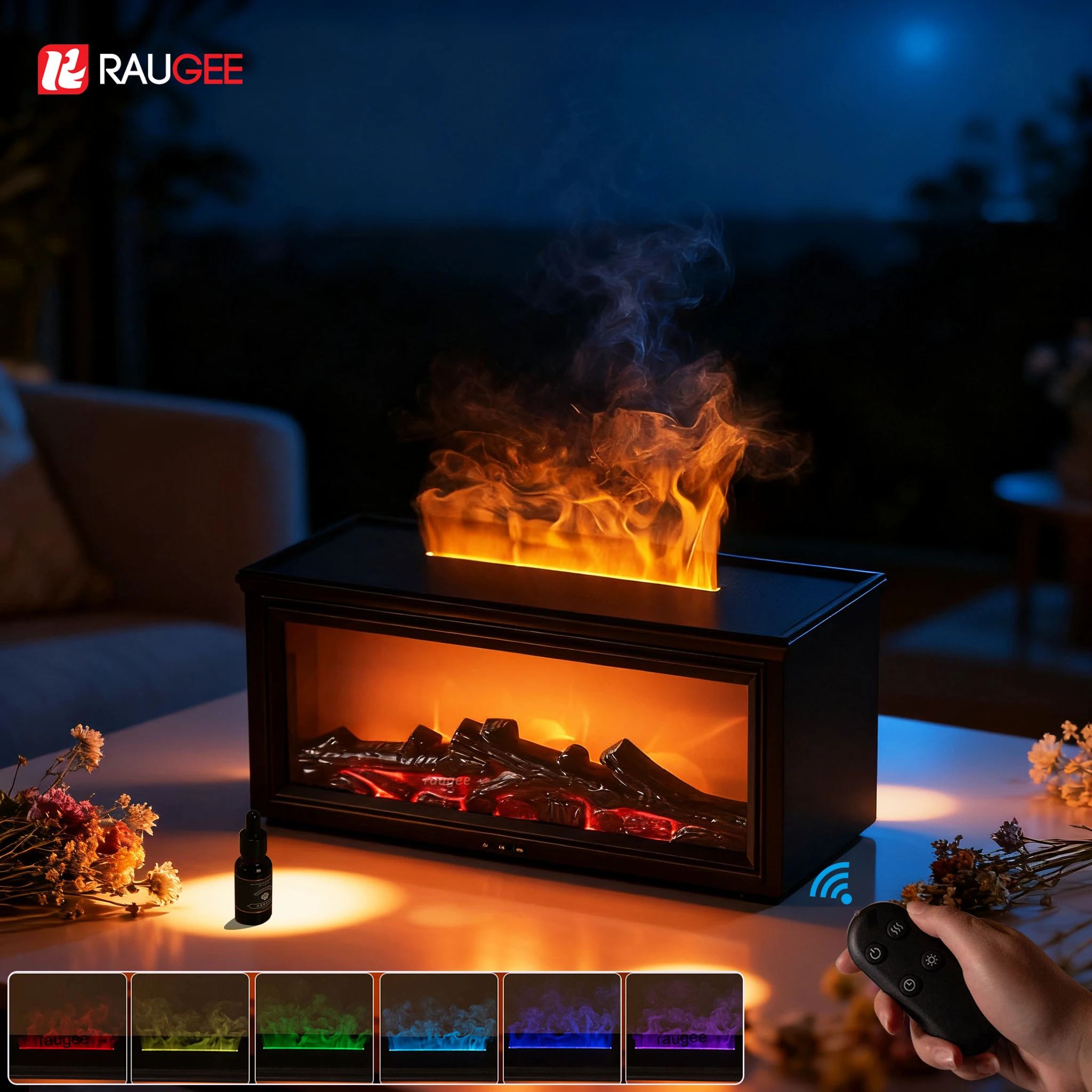 

Аромадиффузор, увлажнитель воздуха, ультразвуковой прохладный туманообразователь со светодиодной подсветкой, пульт дистанционного управления, красочное пламя, увлажнители эфирных масел