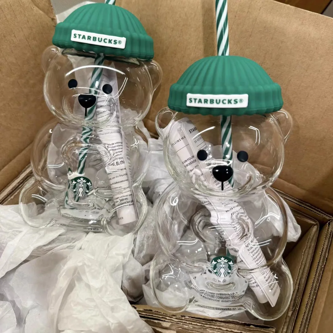 

Popular transparent bear shaped glass cups, fashionable juice coffee drinks, perfect for home and office use