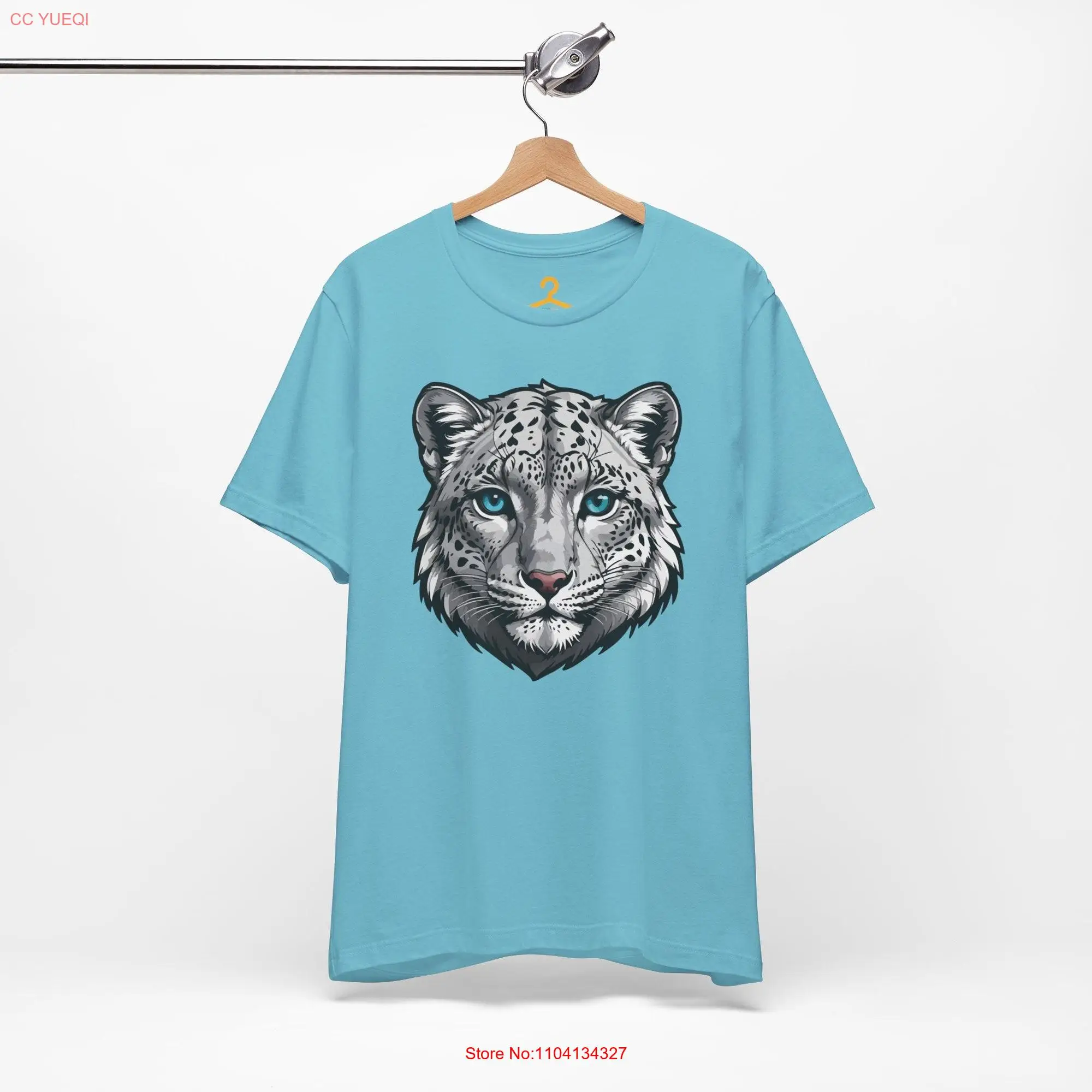 Enigmatic Snow Leopard Face T Shirt Captivating Big Cat Ideal for Him Her Exotic Animal Lover's Statement Top