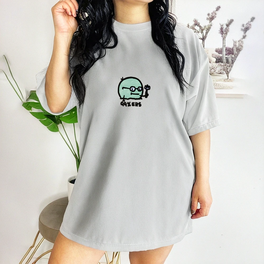 تي شيرت قطني Y2K للرجال برسومات كرتونية خضراء نص المشاهير شارع فيبي أبيض فضفاض TopY2K Street FlairTrendy Comfort