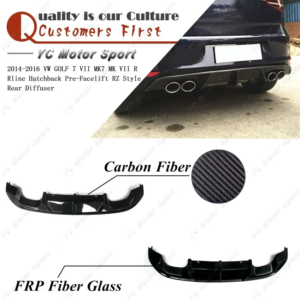 FRP Fiber Glass / Carbon Fiber RZ Style Rear Diffuser Fit For 2014-2016 GOLF 7 VII MK7 MK VII R Rline Hatchback Pre-Facelift