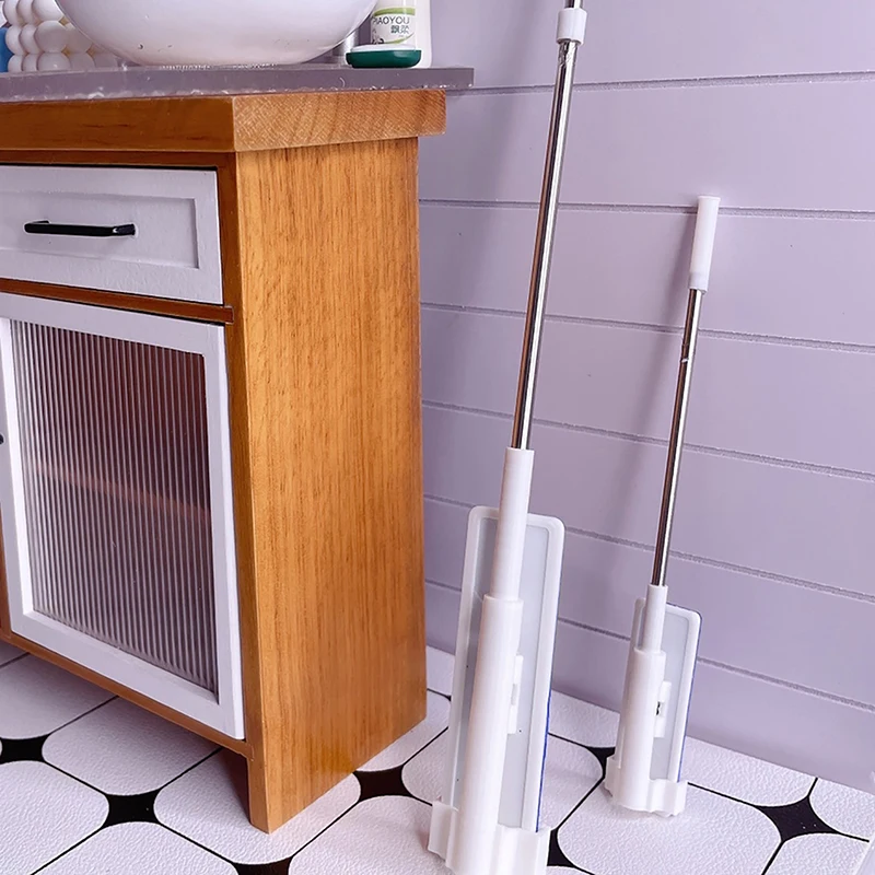 1 قطعة دمية مصغرة ممسحة نموذج محاكاة صغيرة تنظيف أداة الأثاث ديكور لعبة أطفال التظاهر اللعب لعبة بيت الدمية الملحقات