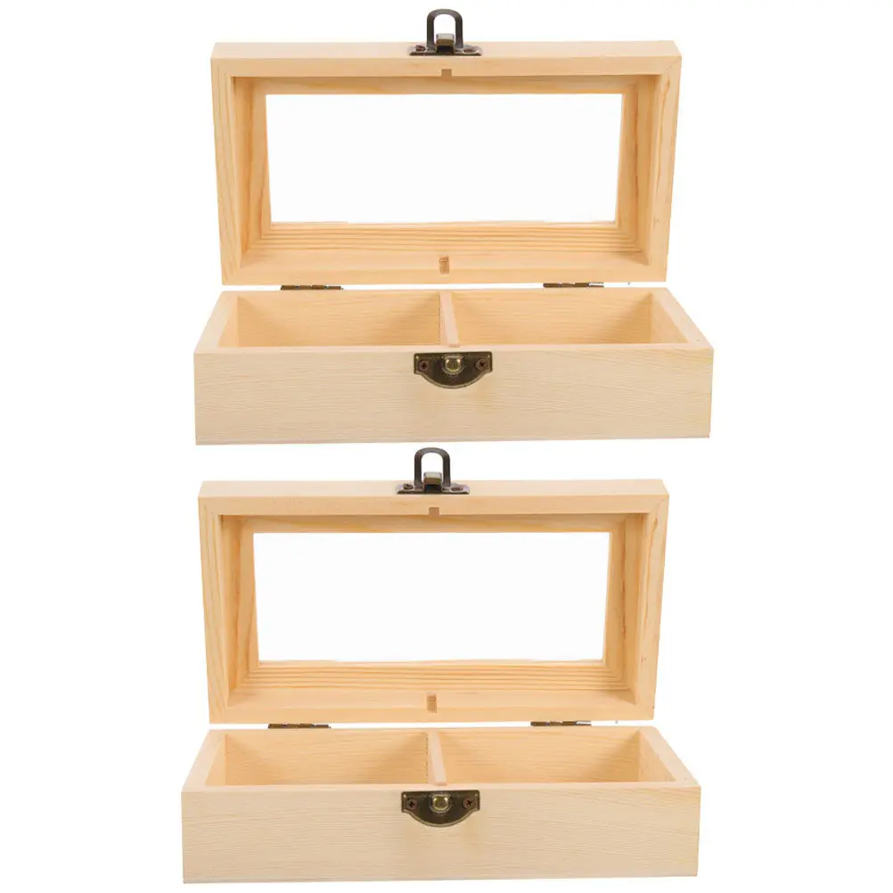 

Деревянная шкатулка для мелочей, 2 шт., элегантная и прочная, для хранения ювелирных украшений и мелких предметов, корзины для хранения с крышками