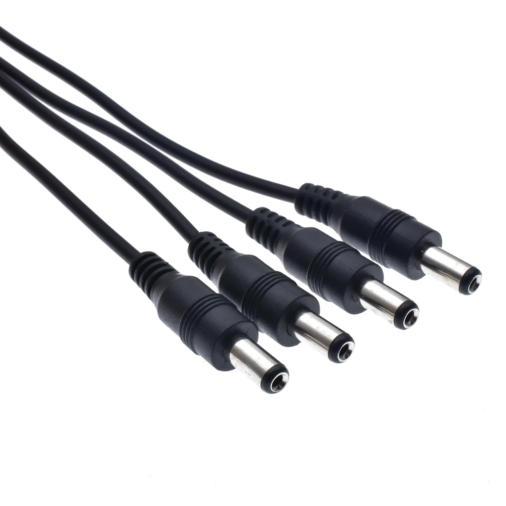 DC 1 Female to 4 Male Way Output Power Splitter Cable Y Adapter for CCTV Security Cameras and LED Strip Lights